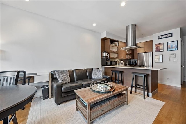 282 21st St Unit 2C, Brooklyn, NY 11215 - living room with light wood-style flooring, recessed lighting, and baseboards