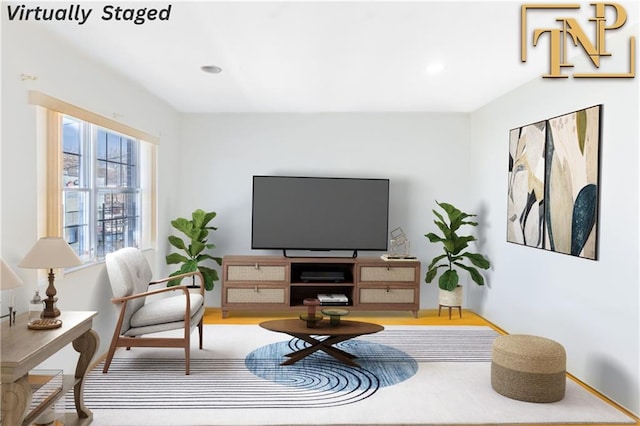 9526 Schenck St Unit 2, Brooklyn, NY 11236 - living room featuring recessed lighting, baseboards, and wood finished floors
