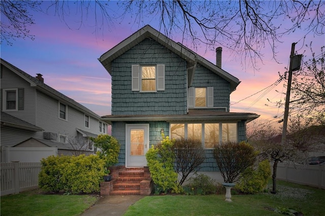 447 Greeley Ave, Staten Island, NY 10306 - view of front of house with entry steps and a chimney
