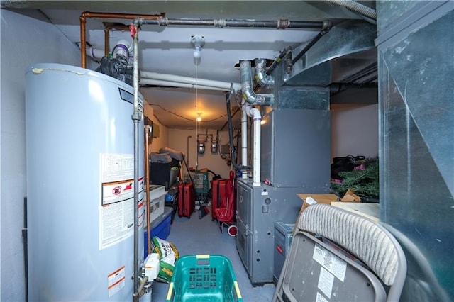 utility room with gas water heater