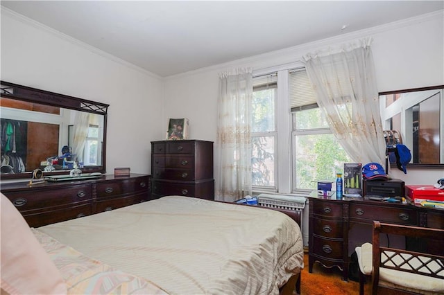 bedroom with crown molding