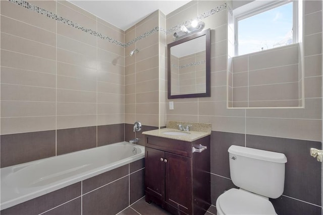 2138 Bath Ave Unit 1A, Brooklyn, NY 11214 - bathroom with tile walls, tiled shower / bath, and vanity