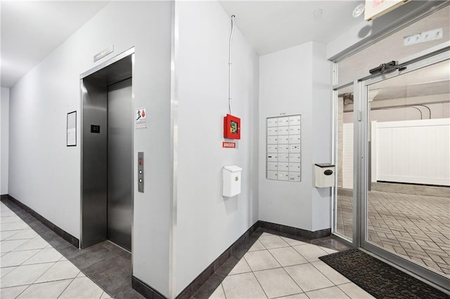 2752 Ocean Ave Unit 6A, Brooklyn, NY 11229 - hall featuring light tile patterned floors, elevator, and baseboards
