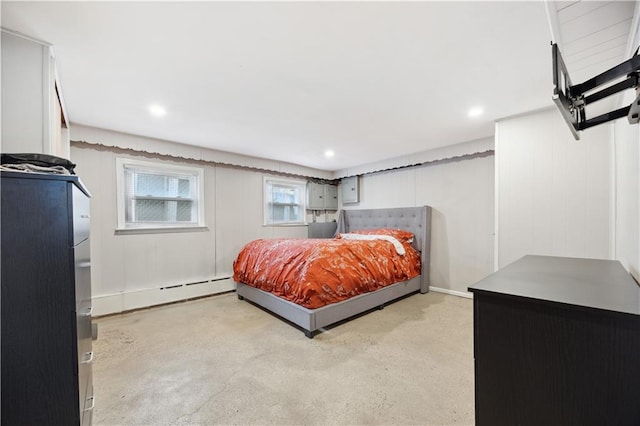980 Van Duzer St, Staten Island, NY 10304 - bedroom with recessed lighting, a baseboard radiator, and concrete flooring