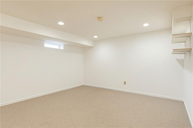 74 E Brandis Ave, Staten Island, NY 10308 - below grade area with recessed lighting, carpet floors, and baseboards