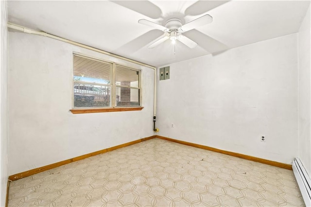 2554 W 16th St, Brooklyn, NY 11214 - unfurnished room with baseboard heating, tile patterned floors, and a ceiling fan