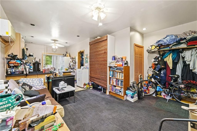 2554 W 16th St, Brooklyn, NY 11214 - carpeted living room featuring ceiling fan