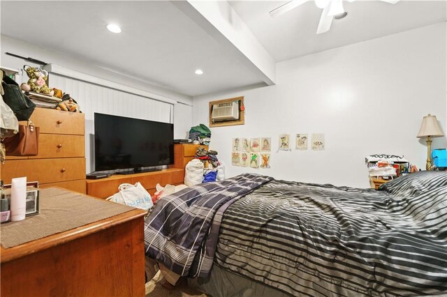 2554 W 16th St, Brooklyn, NY 11214 - bedroom with recessed lighting, a wall unit AC, and ceiling fan