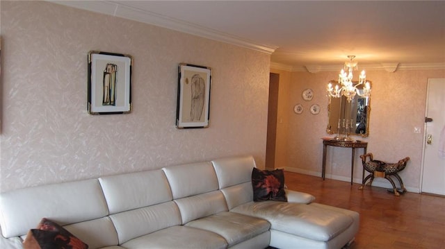 35 Seacoast Ter Unit 15U, Brooklyn, NY 11235 - living area with a chandelier and crown molding