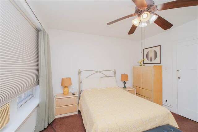 266 Wakeman Pl, Brooklyn, NY 11220 - bedroom featuring dark carpet and ceiling fan