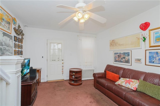 266 Wakeman Pl, Brooklyn, NY 11220 - carpeted living area featuring a ceiling fan