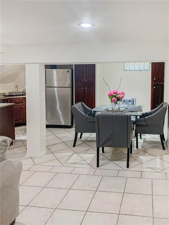 dining area featuring recessed lighting and light tile patterned flooring