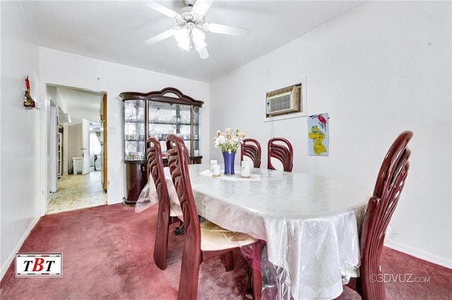 1378 E 93th St, Brooklyn, NY 11236 - carpeted dining area with ceiling fan, an AC wall unit, and baseboards