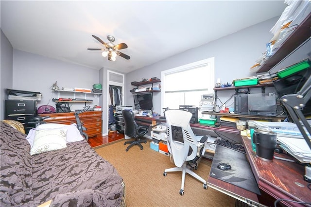home office featuring a ceiling fan