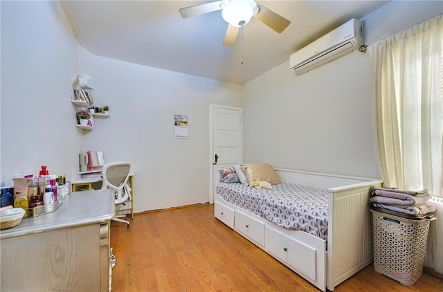 1639 Hendrickson St, Brooklyn, NY 11234 - bedroom featuring a wall unit AC, light wood-style floors, and ceiling fan