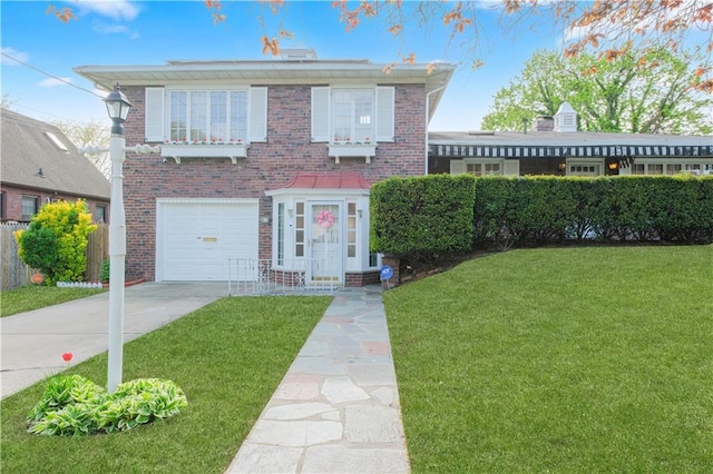 28 Devon Pl, Staten Island, NY 10301 - view of front of house featuring brick siding, concrete driveway, and an attached garage
