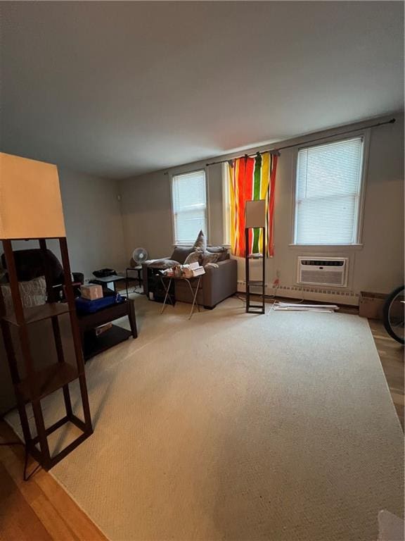 1774 E 54th St Unit 13B, Brooklyn, NY 11234 - living area with a wall unit AC and wood finished floors