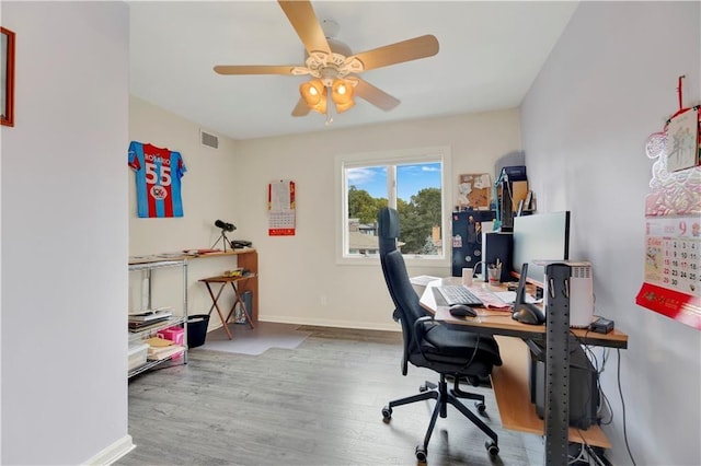30 Beverly Rd, Staten Island, NY 10305 - office area featuring ceiling fan and wood finished floors