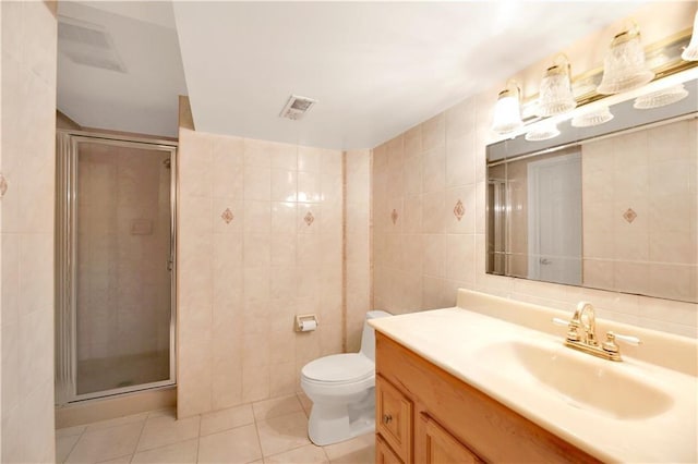 30 Beverly Rd, Staten Island, NY 10305 - full bathroom featuring tile walls, a shower stall, vanity, and tile patterned floors