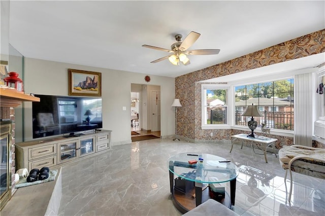 30 Beverly Rd, Staten Island, NY 10305 - living area with marble tiled floors and ceiling fan