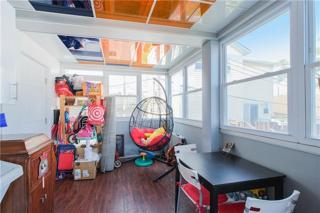 sunroom with wood finished floors