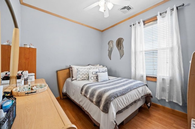 1142 Bay Ridge Parkway, Brooklyn, NY 11228 - bedroom with wood finished floors, ornamental molding, baseboards, and a ceiling fan