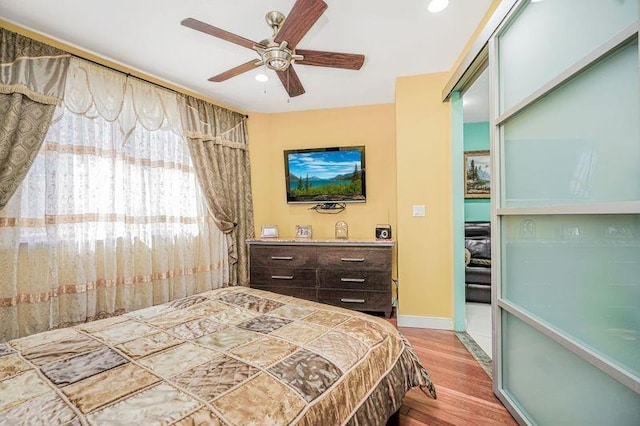 2113 Kings Hwy Unit 2B, Brooklyn, NY 11229 - bedroom featuring wood finished floors, baseboards, ceiling fan, and recessed lighting