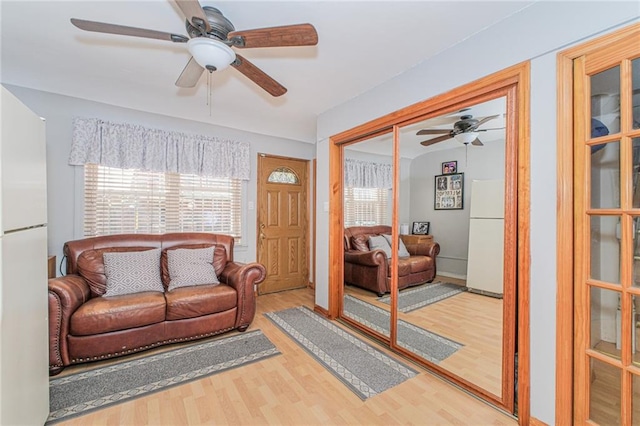 1960 Stillwell Ave, Brooklyn, NY 11223 - living area with wood finished floors and ceiling fan