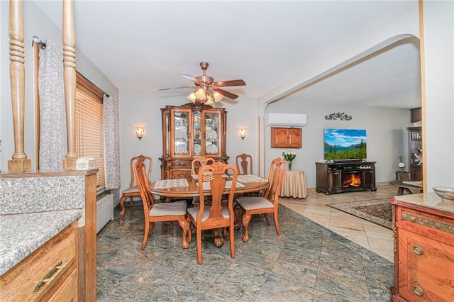 1960 Stillwell Ave, Brooklyn, NY 11223 - dining area featuring a ceiling fan and a wall unit AC