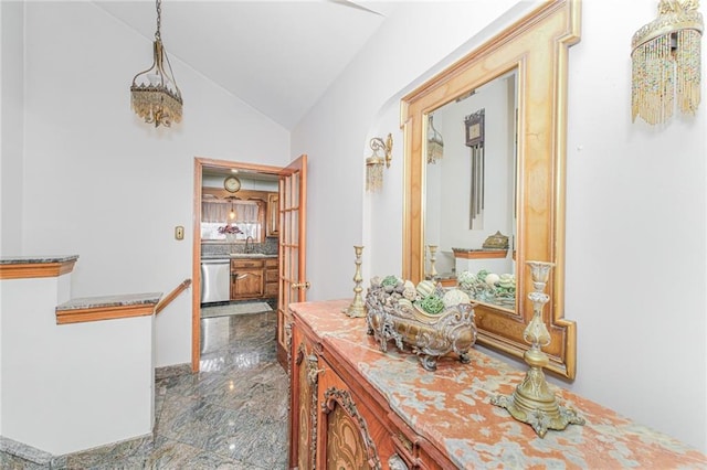 1960 Stillwell Ave, Brooklyn, NY 11223 - hallway with vaulted ceiling and marble tiled flooring