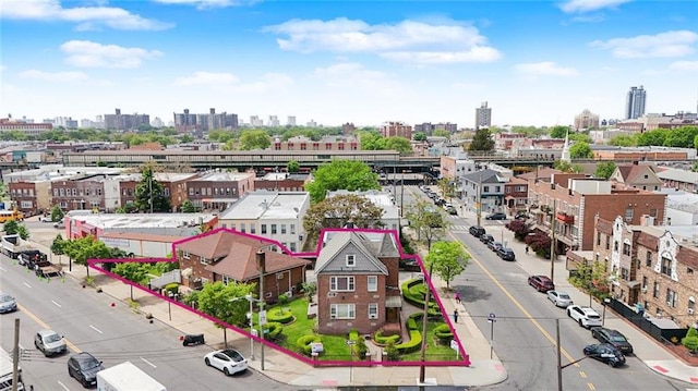 1960 Stillwell Ave, Brooklyn, NY 11223 - aerial overview of property's location featuring property parcel outlined and skyline