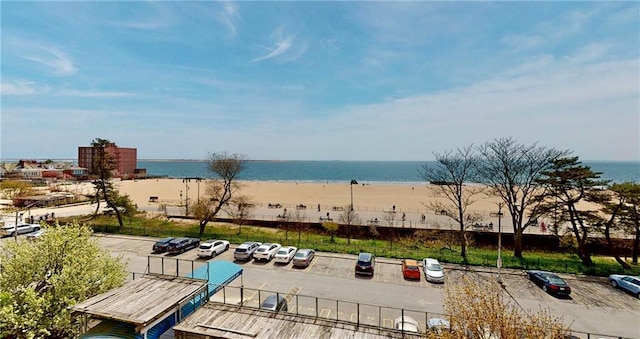 view of water feature with a view of the beach
