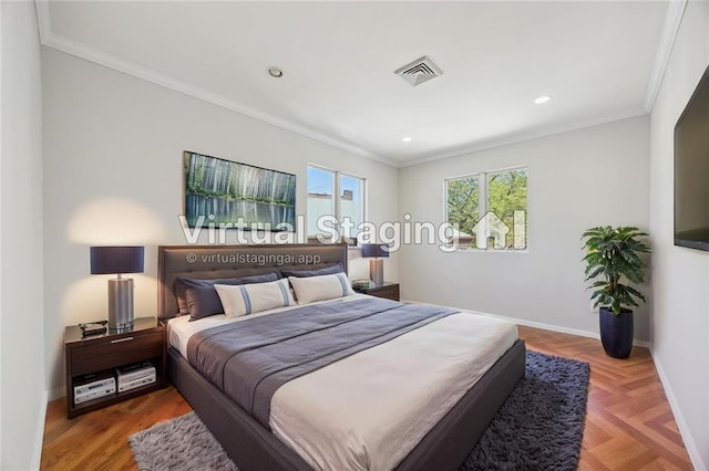 2680 E 23rd St, Brooklyn, NY 11235 - bedroom with crown molding, baseboards, and recessed lighting