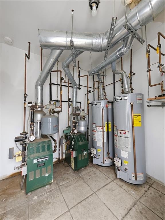 utilities featuring gas water heater and a heating unit