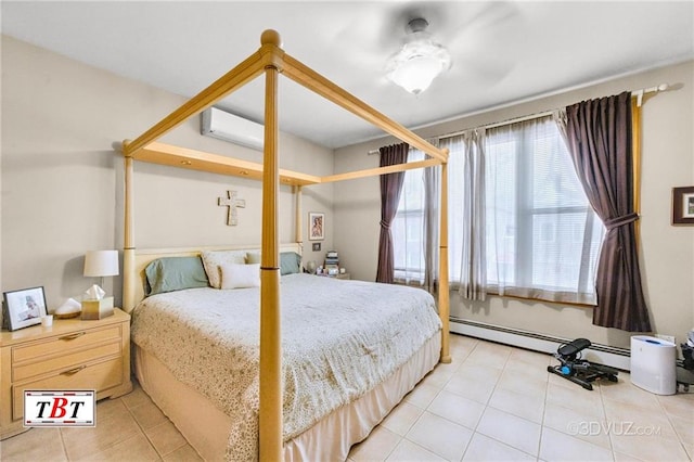 1854 73rd St, Brooklyn, NY 11204 - tiled bedroom featuring a wall mounted air conditioner