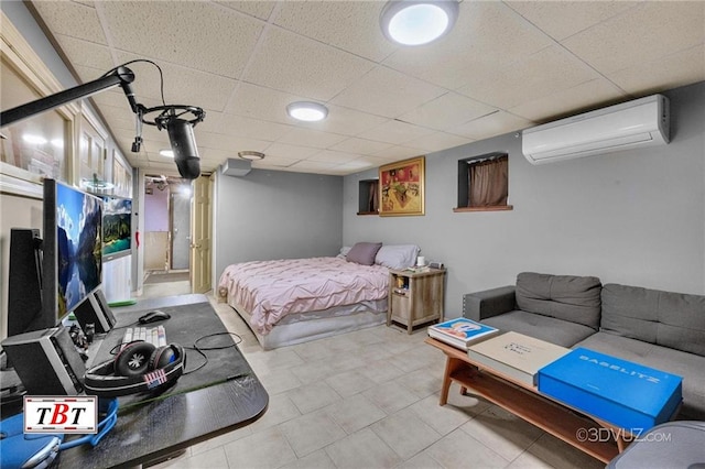 1854 73rd St, Brooklyn, NY 11204 - bedroom featuring an AC wall unit and a paneled ceiling