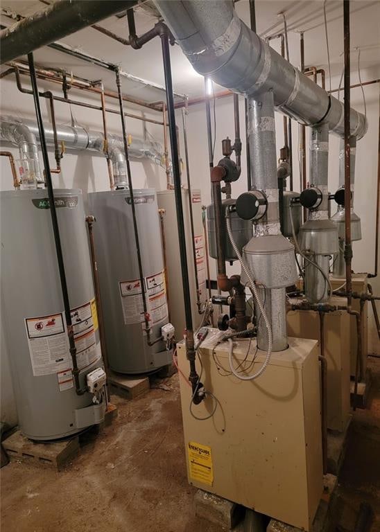 utility room with gas water heater