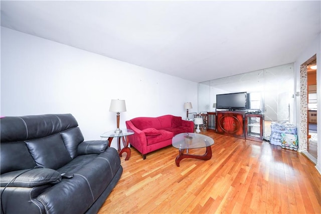living area with wood finished floors