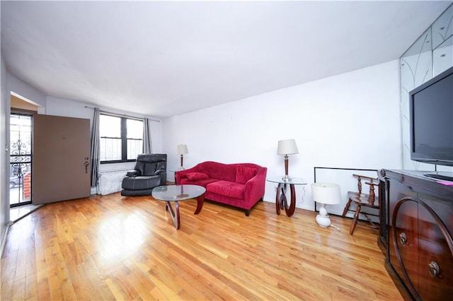 living area with light wood-type flooring