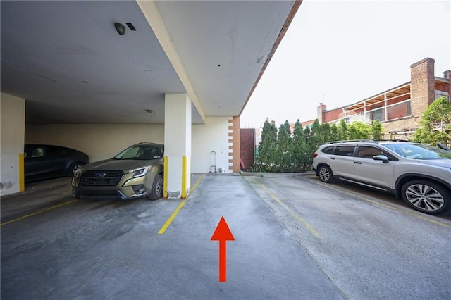 view of covered parking lot