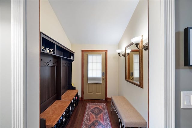 1942 Kimball St, Brooklyn, NY 11234 - mudroom featuring dark wood finished floors and lofted ceiling