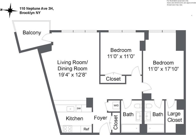 110 Neptune Ave Unit 3H, Brooklyn, NY 11235 - property floor plan