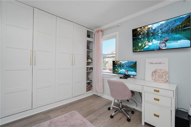 286 Bay 10th St, Brooklyn, NY 11228 - office area with light wood finished floors, ornamental molding, and baseboards