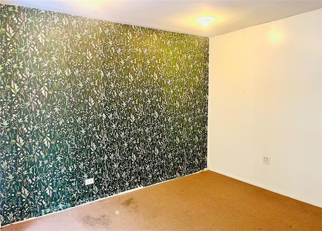 spare room with baseboards and carpet