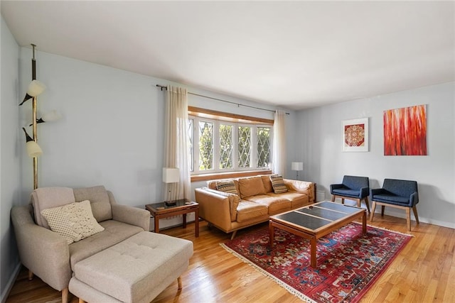 living area featuring light wood-style flooring