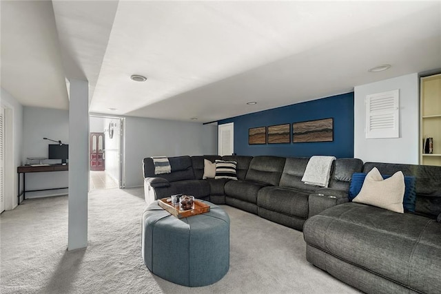 living room featuring carpet flooring