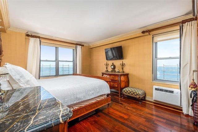 501 Surf Ave Unit 16K, Brooklyn, NY 11224 - bedroom featuring ornamental molding, baseboards, multiple windows, and wood finished floors