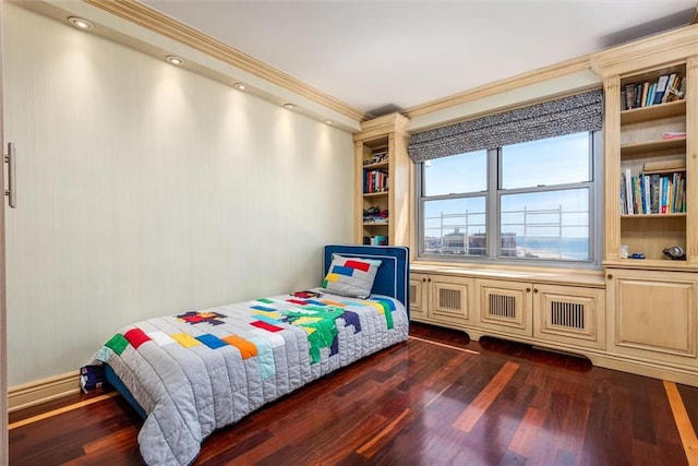 501 Surf Ave Unit 16K, Brooklyn, NY 11224 - bedroom with crown molding and dark wood-type flooring