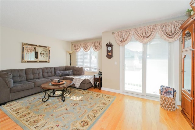 living room with light wood finished floors