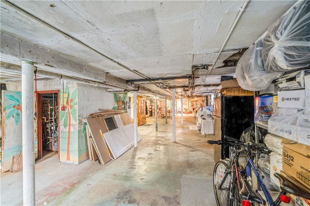 view of unfinished basement